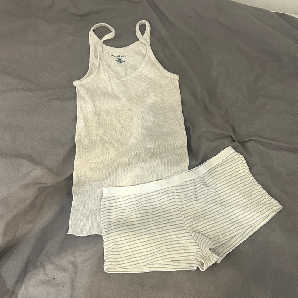 Brandy Melville Cream and White Pajama Set